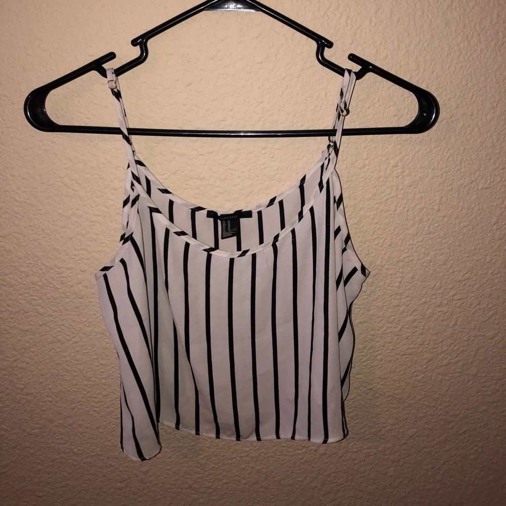 Striped spaghetti strap crop top